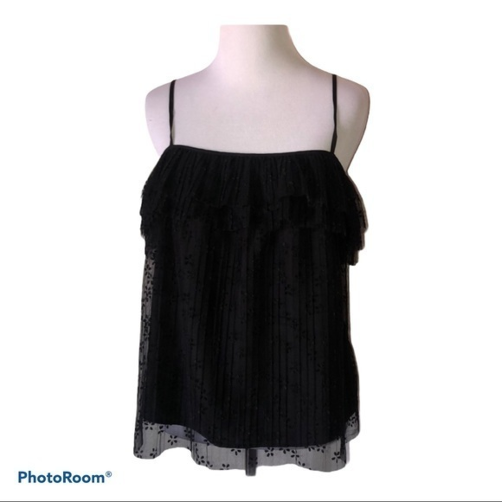 J Crew women’s small black pleated lace tank top